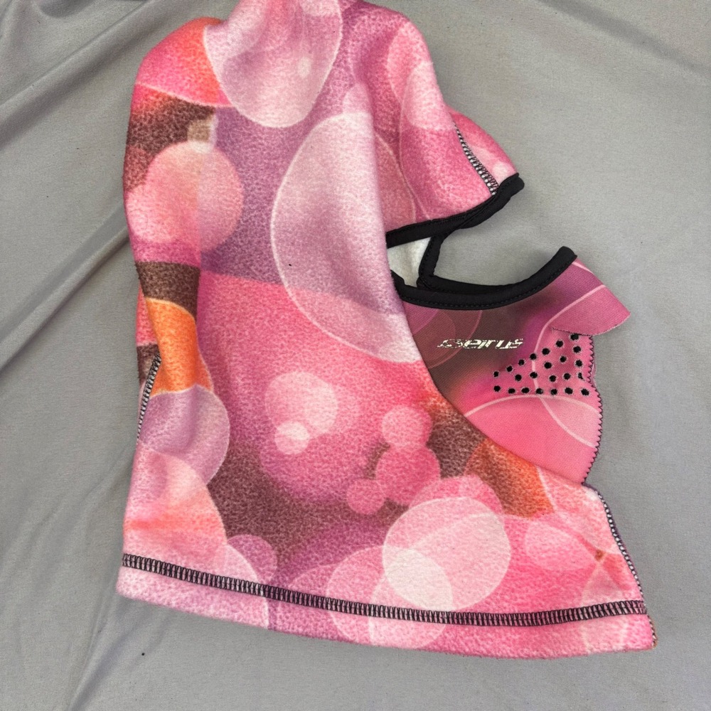 Seirus Kids Balaclava Fleece‎ Face Mask Pink Orange Bubble Print Winter Hood